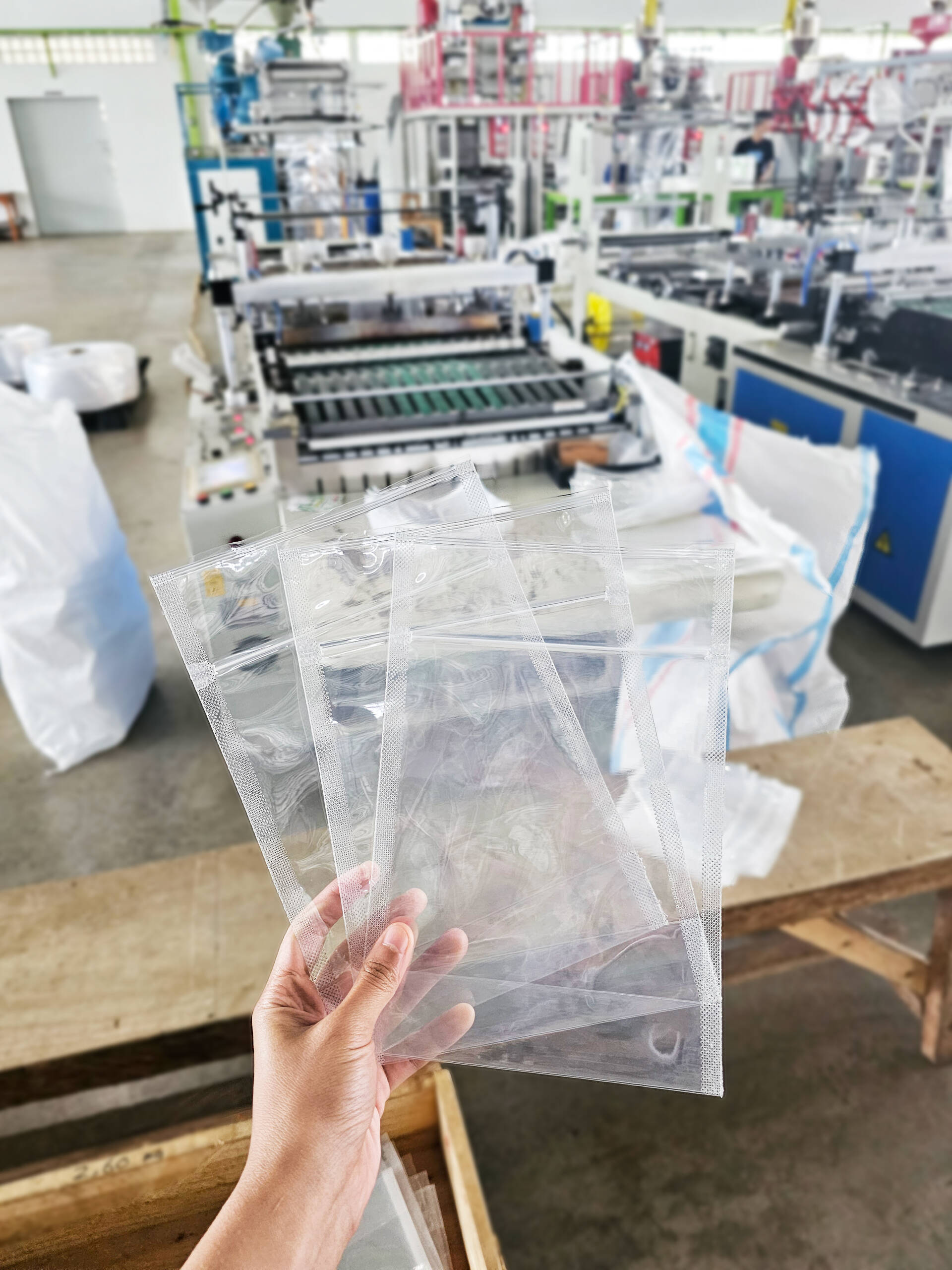 Image of machinery inside a plastic factory